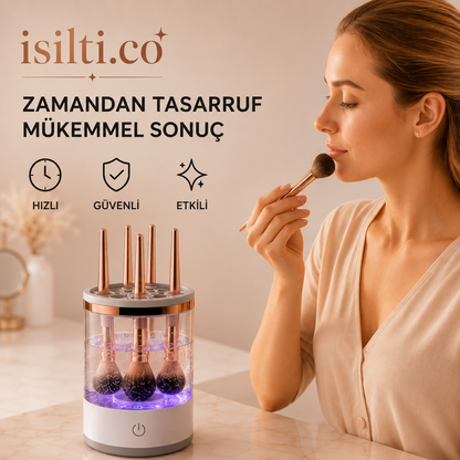 Işıltı Otomatik Makyaj Fırçası Temizleme Cihazı | Tek Tuşla Profesyonel Bakım